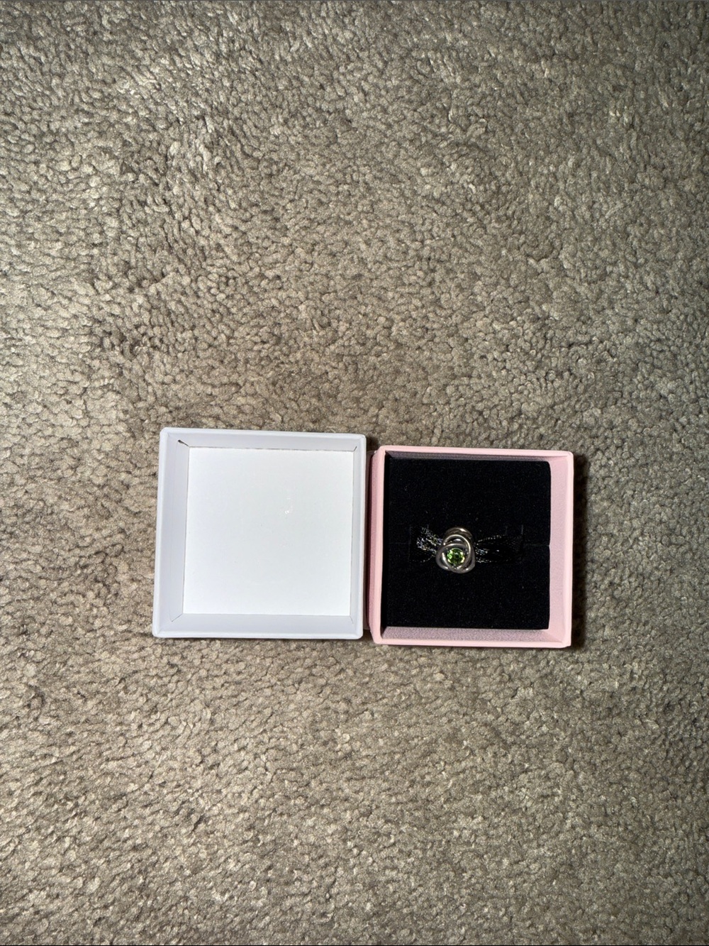 Green Stone Silver Charm - Elegant Women's Jewelry